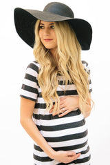 Striped Tee Dress: White and Charcoal Thick Stripes