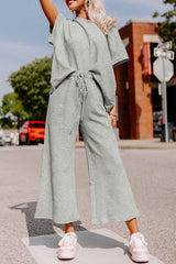 Gray Textured Pants Set