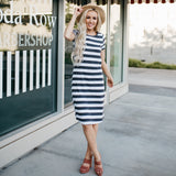 Striped Tee Dress: White and Charcoal Thick Stripes
