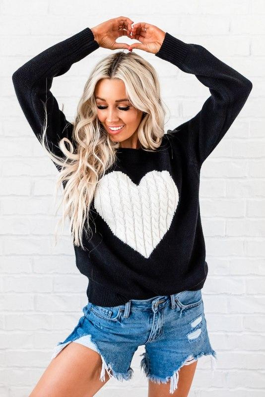 Black sweater with clearance hearts