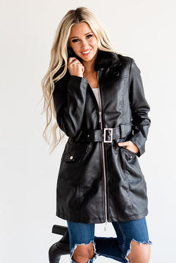 Long Belted Coat: Black