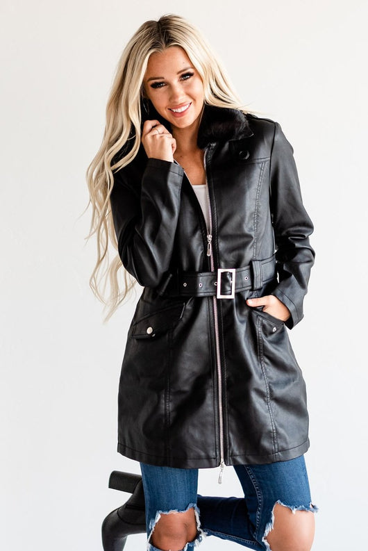 Long Belted Coat: Black