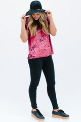 Crushed Velvet Tee: Cranberry
