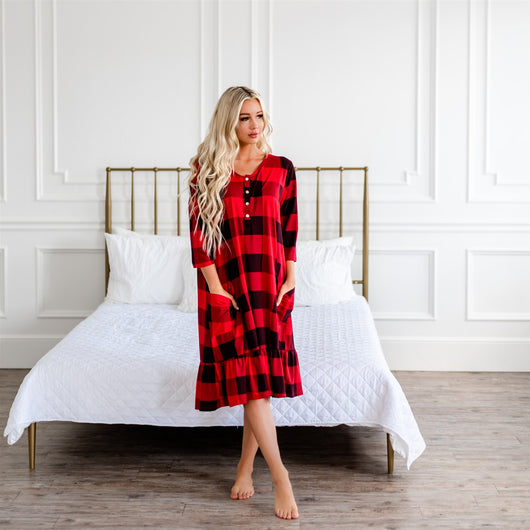 Mommy and Me Holiday House Dress: Women's Buffalo Plaid Sign Here Mommy and Me Holiday House Dress: Women's Buffalo Plaid Sign Here