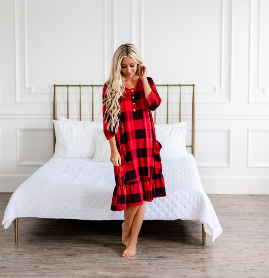 Mommy and Me Holiday House Dress: Women's Buffalo Plaid Sign Here Mommy and Me Holiday House Dress: Women's Buffalo Plaid Sign Here