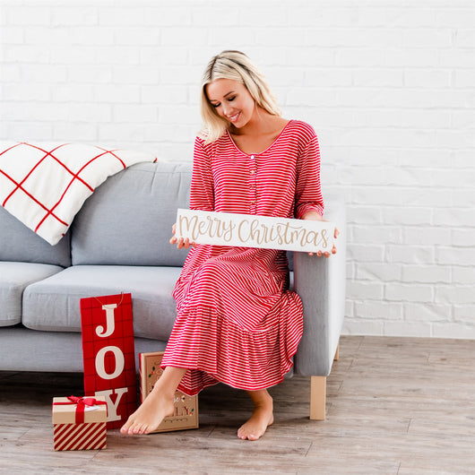 Mommy and Me Holiday House Dress: Women's Red Stripe Sign Here Mommy and Me Holiday House Dress: Women's Red Stripe Sign Here