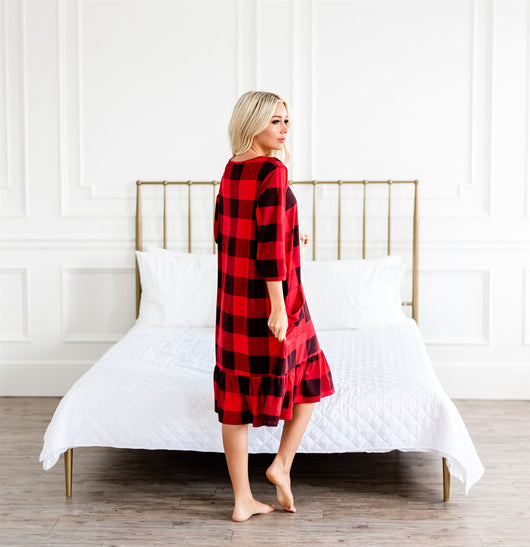 Mommy and Me Holiday House Dress: Women's Buffalo Plaid Sign Here Mommy and Me Holiday House Dress: Women's Buffalo Plaid Sign Here