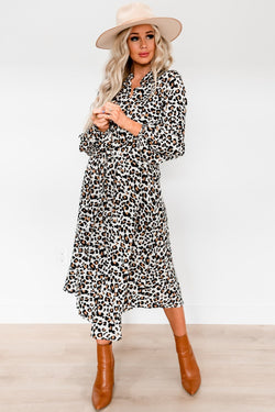 Leopard Love Dress: White/Black