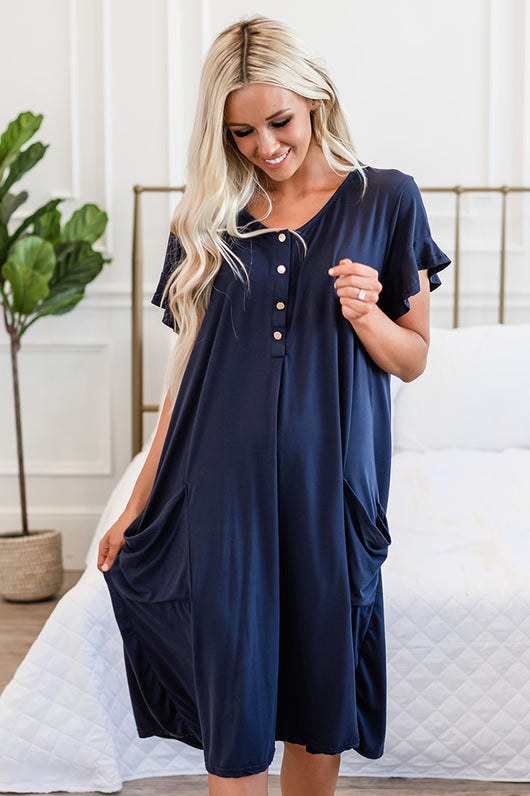 The Sophie House Dress: Navy