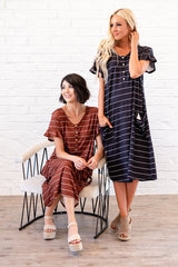 The Sophie House Dress: Black with White Stripe