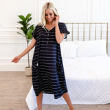 The Sophie House Dress: Black with White Stripe