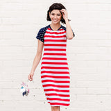 Patriotic Tee Dresses: Red Stripe Body with Star Sleeves