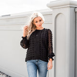Textured Lace Tops: Black