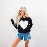 Heart Sweater: Black with White Heart