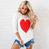 Heart Sweater: Ivory with Red Heart