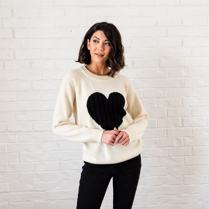 Heart Sweater: Ivory with Black Heart – Sign Here