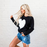 Heart Sweater: Black with White Heart