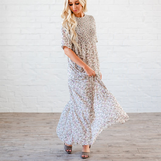 The Bella Smocked Maxi Dress: Ivory – Sign Here
