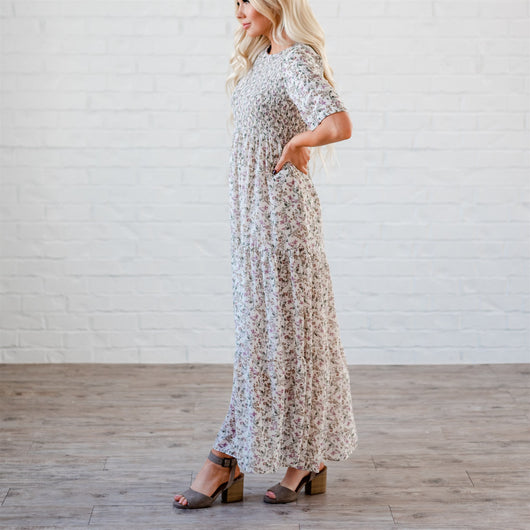 The Bella Smocked Maxi Dress: Ivory – Sign Here