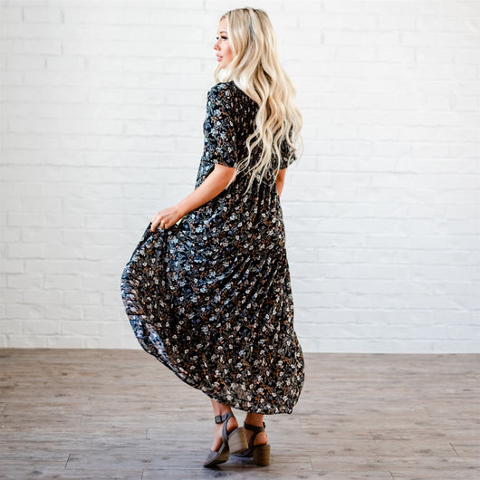 The Bella Smocked Maxi Dress: Black – Sign Here